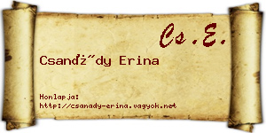 Csanády Erina névjegykártya